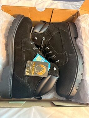 Brahma Black Suede Work Boots with Padded Collar
